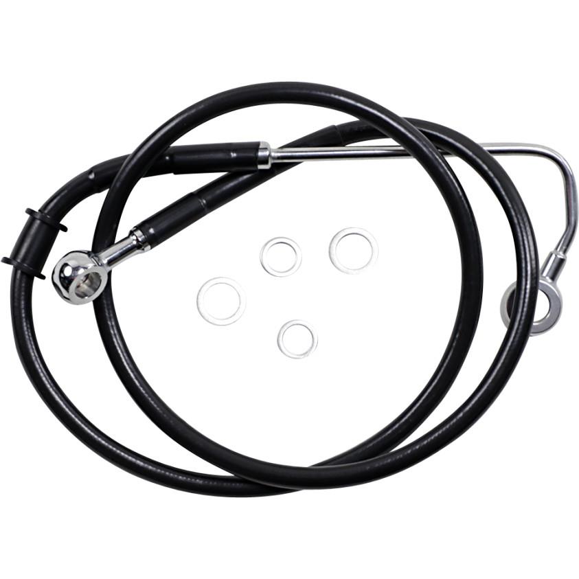 Extended Stainless Steel Front Brake Line Kit - Black Vinyl Coated - 38 3/4in.