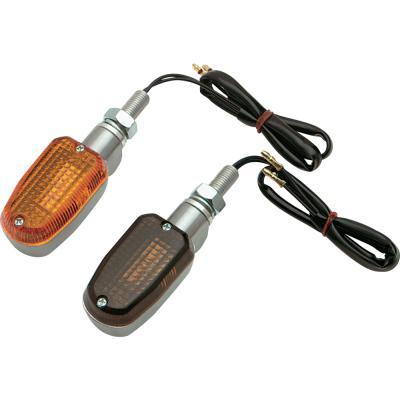 Polished Aluminum Marker Lights - Oblong with Smoke Lens - Dual Filament