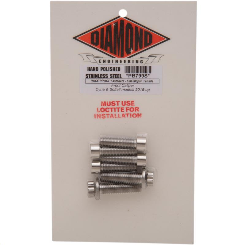 Front Caliper Mount 12-Point Polished Stainless Individual Brake Bolt Kit