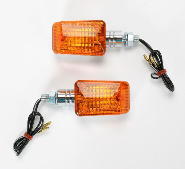 DOT Approved Halogen Mini-Stalk Turn Signals - Chrome with Amber Lens