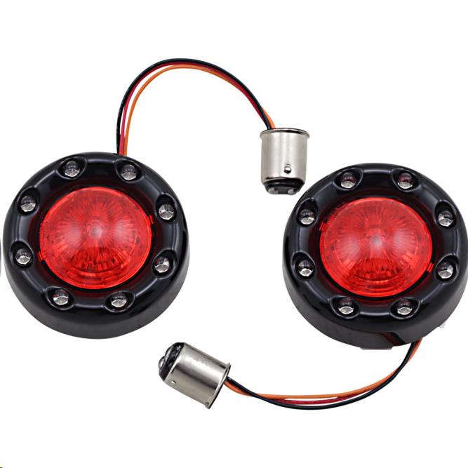 Probeam Rear Bullet Ringz for 1157 Contact Base - Gloss Black with Red Lens