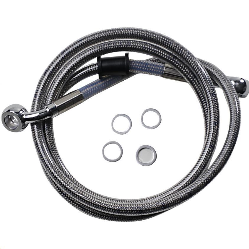 Extended Stainless Steel Front Brake Line Kit - Clear Coated - 31in.