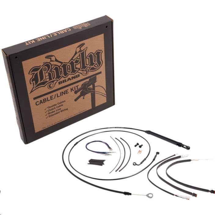 Black Vinyl Handlebar Cable & Brake Line Kit for Jail Bars - 14in.