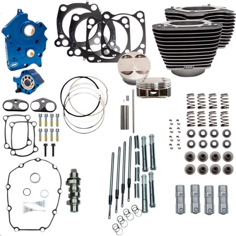 128in. Power Package for M8 - Chain Cam - Oil Cooled - Wrinkle Black w/ Highlighted Fins