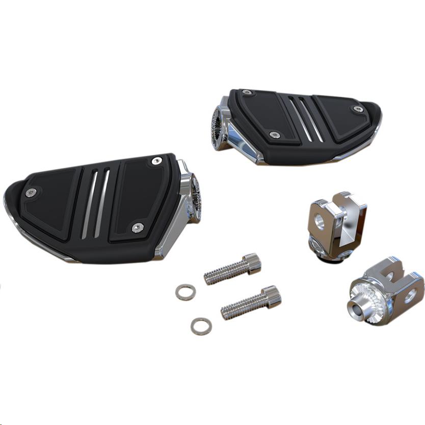 Twin Rail Footrests with M-Eight Softail Driver Mounts - Chrome