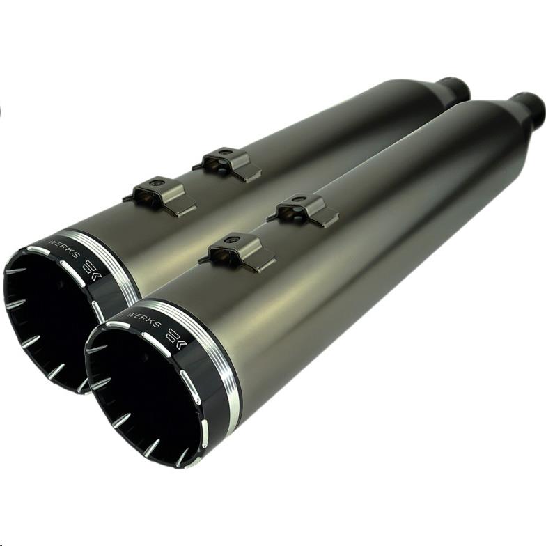 4.50in. HP-Plus Slip-On Muffler - Smoked Chrome with Black Tracer Tip Billet End Caps
