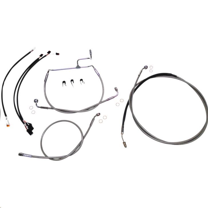 Stainless Steel Handlebar Installation Kit with Chrome Fittings for 12-14in. Ape