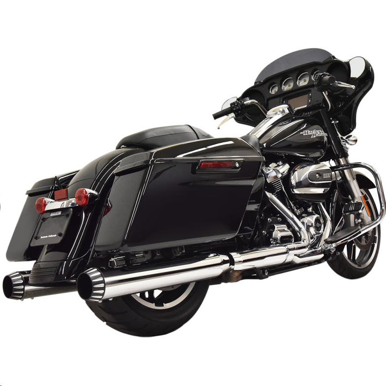 4in. Quiet DNT Megaphone Mufflers - Chrome with Black End Cap