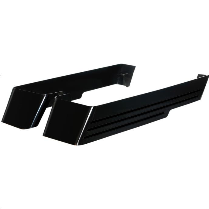 Billet Saddlebag Extensions without Cutouts for Dual Exhaust - Black Powdercoated
