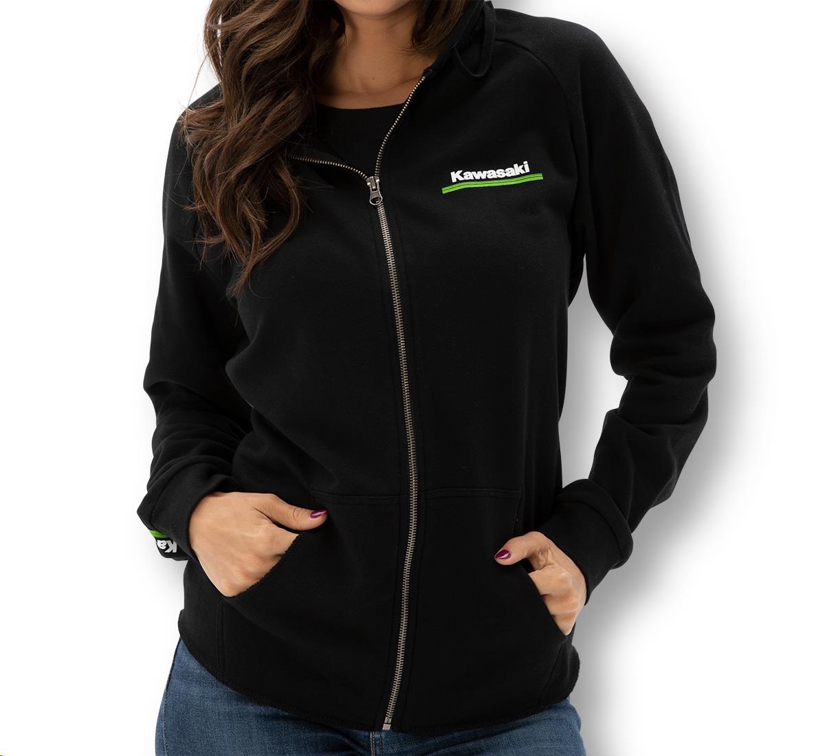 3 Green Lines Zip Up Womens Sweatshirt