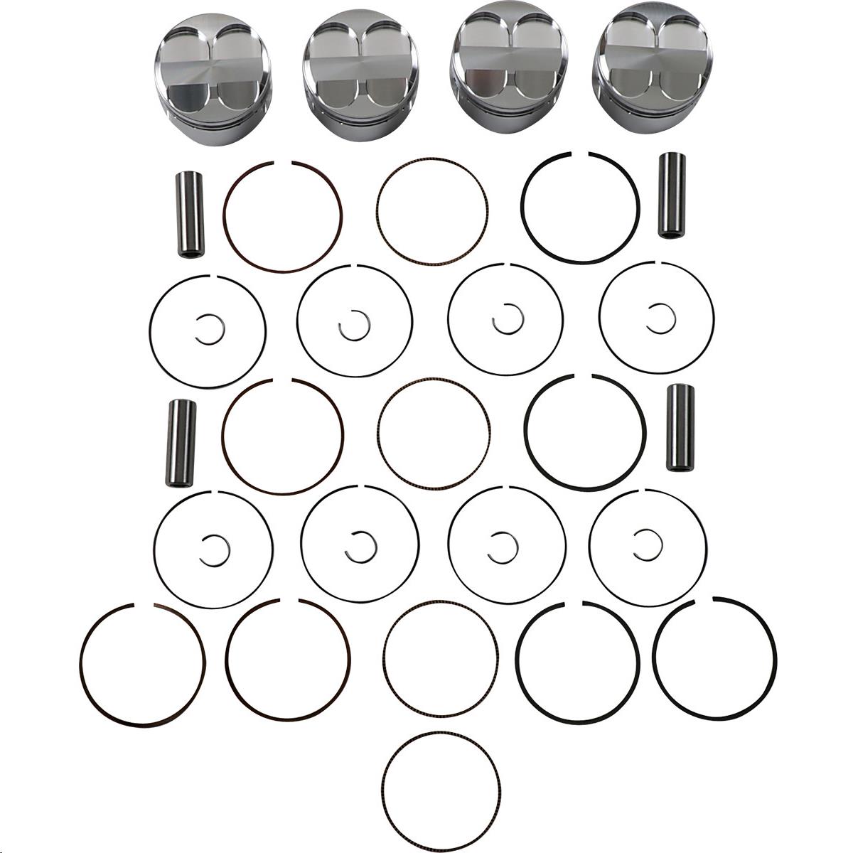 Round Piston Kit - 2.00mm Oversize to 72.00mm, 12.0:1 Compression