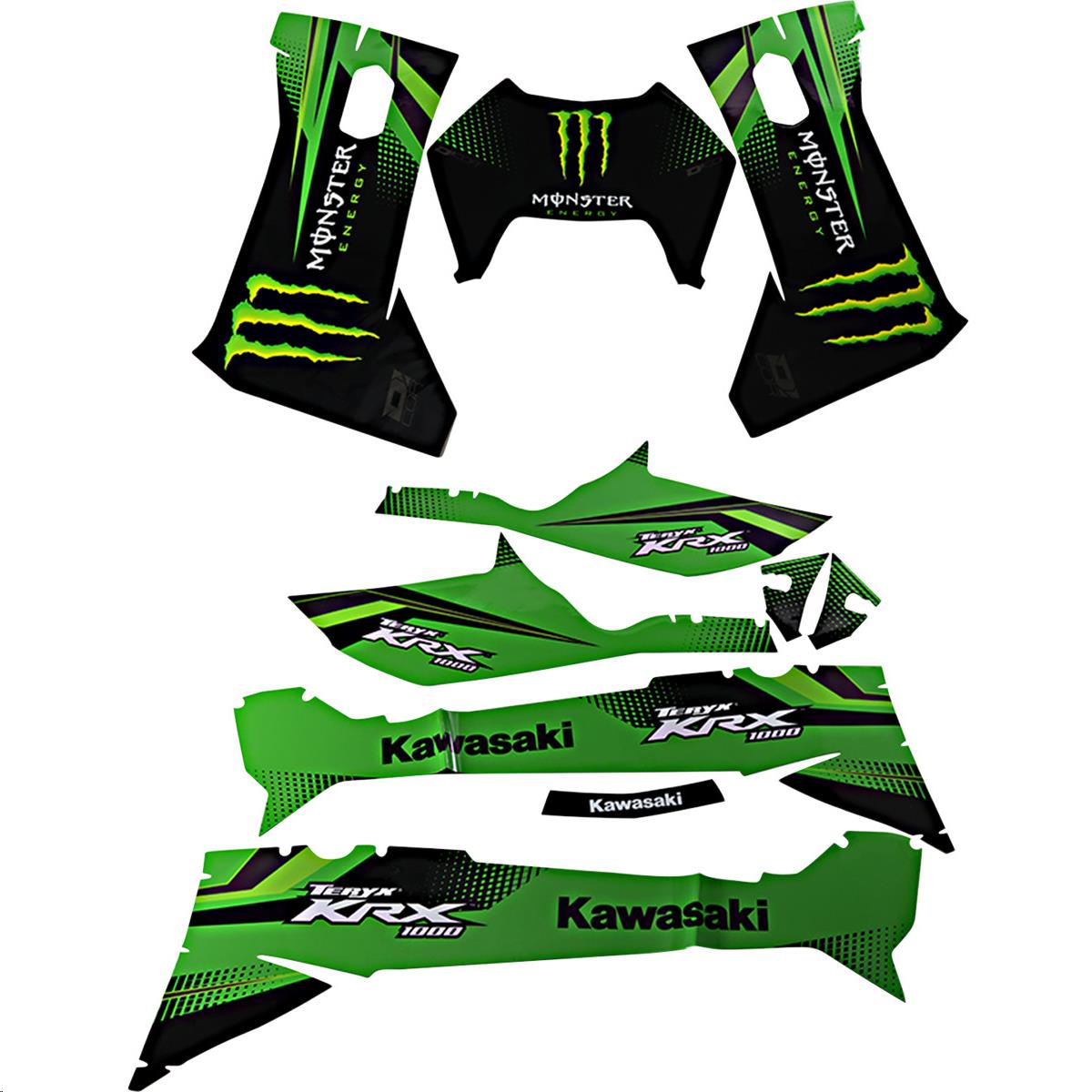 Graphic Kit - Monster Energy Kawasaki, Black/Green/Gray (2-Door)