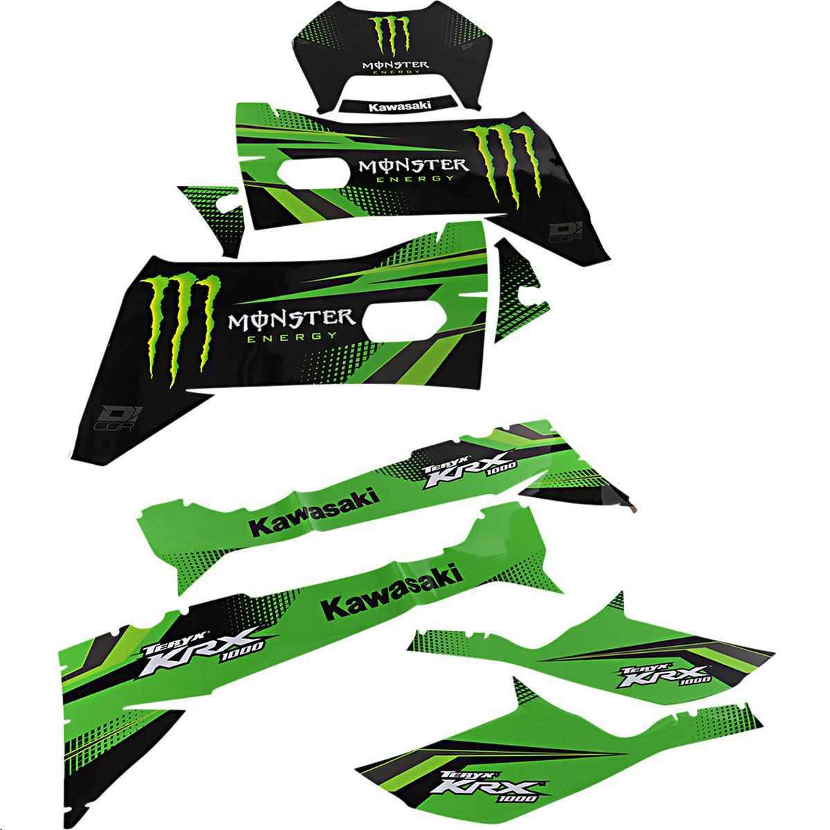 Graphic Kit - Monster Energy Kawasaki, Green/Black (2-Door)