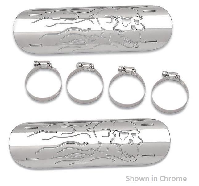 Flaming Skull Heat Shield - Chrome