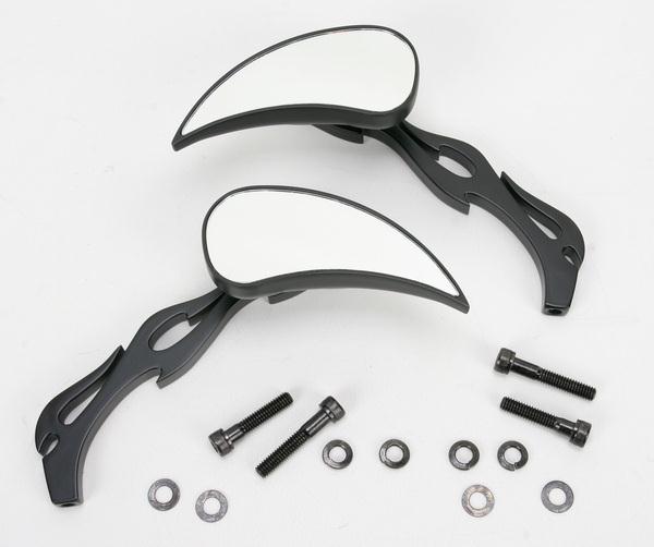 Flame Teardrop Mirror - Flame Stem, Black (6in. L Stem)