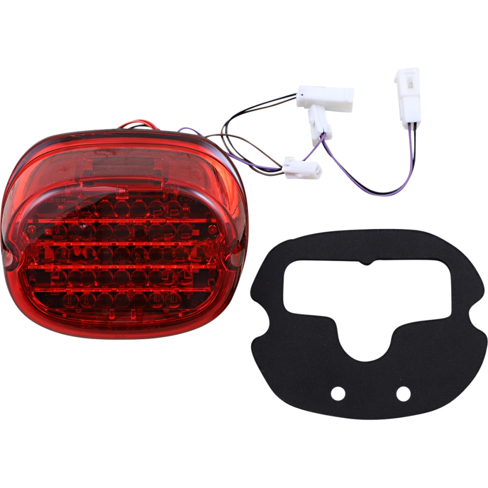 Low-Profile LED Taillights with Integrated Turn Signals - No Window - Red Lens