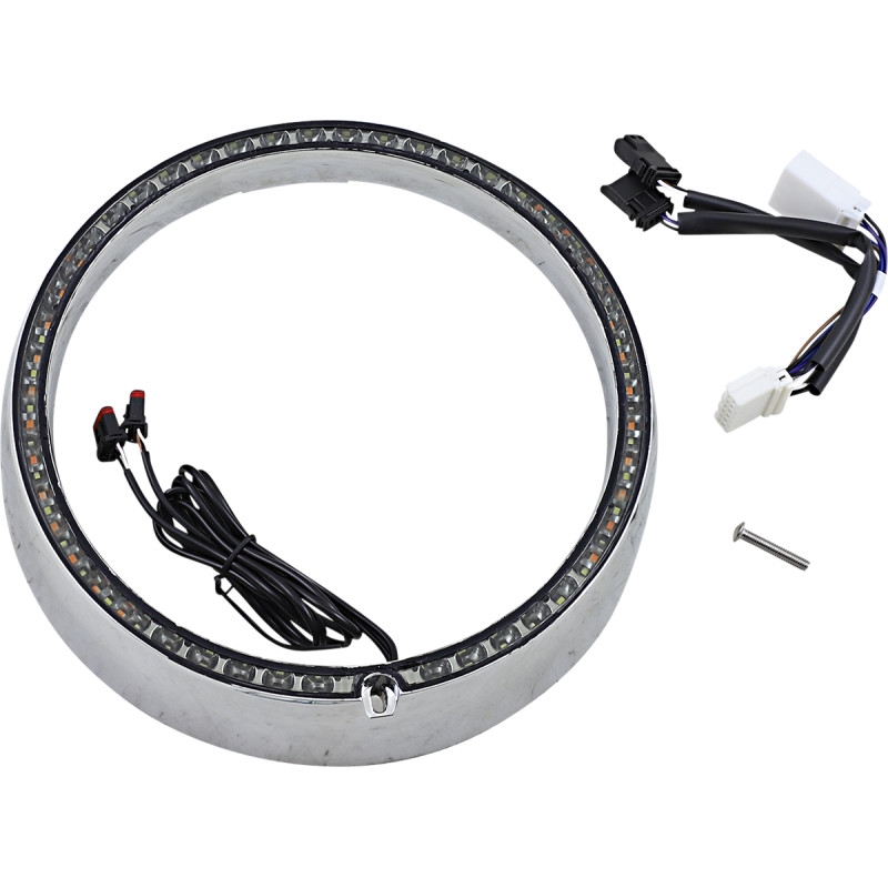 Probeam Amber/White Headlamp Trim Ring with Standard Turn Signal - Chrome