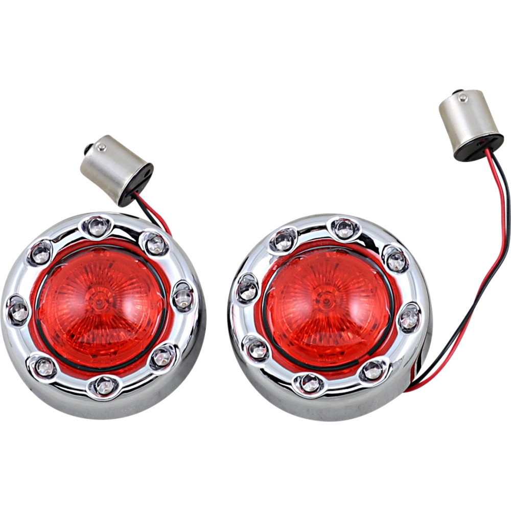 ProBeam Bullet Ringz Rear Turn Signal Inserts - Chrome, Red Lens