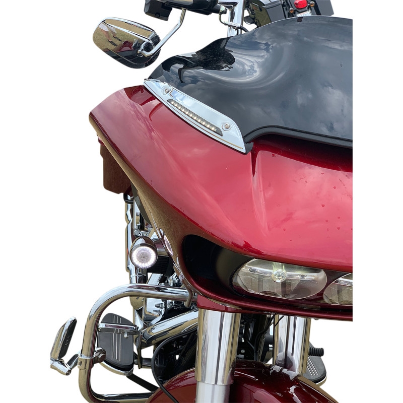 Dynamic LED Windshield Trim with Sequential Turn Signals - Chrome