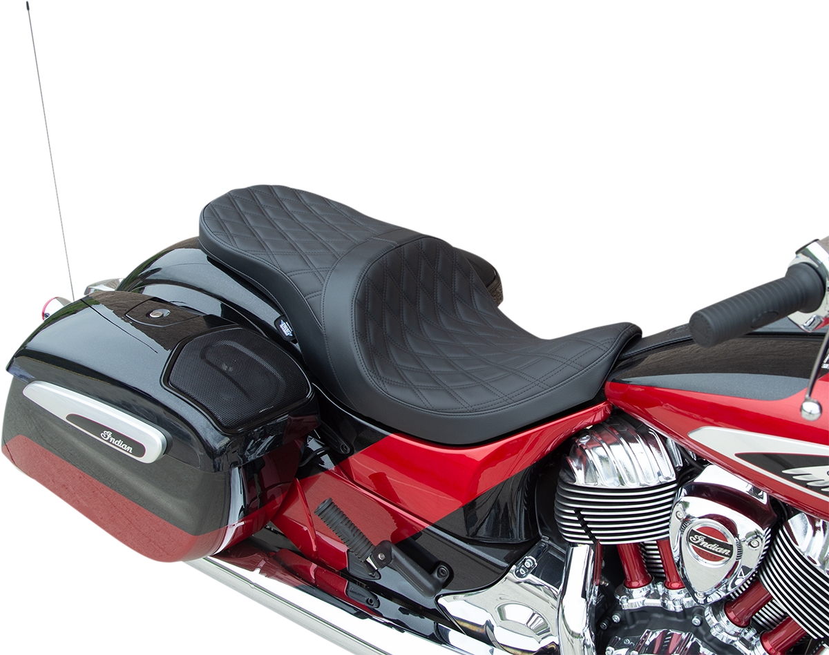 Low Profile Touring Seat - Double Diamond - Black - Solar Reflective Leather