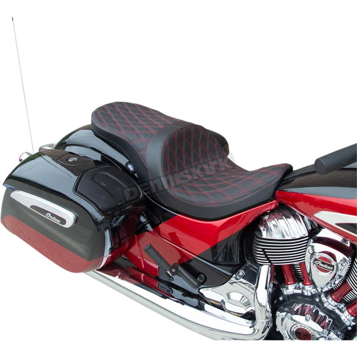 Low Profile Touring Seat - Double Diamond - Red - Solar Reflective Leather