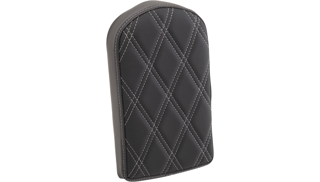 Backrest Pads For Square And Round Sissy Bars - Double Diamond - Silver Stitch