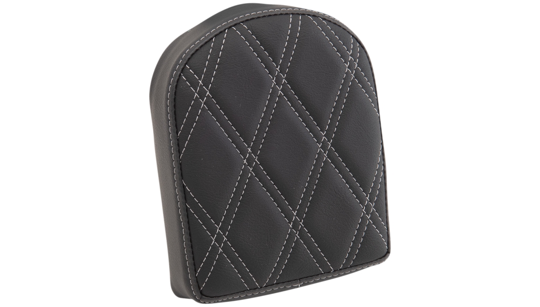 Backrest Pads For Square And Round Sissy Bars - Double Diamond - Silver Stitch
