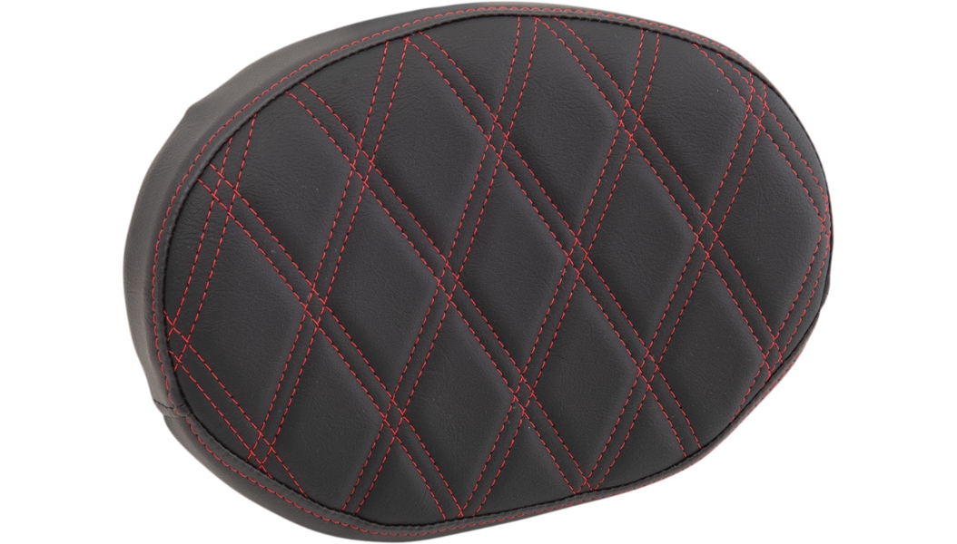 Backrest Pads For Square And Round Sissy Bars - Double Diamond - Red Stitch