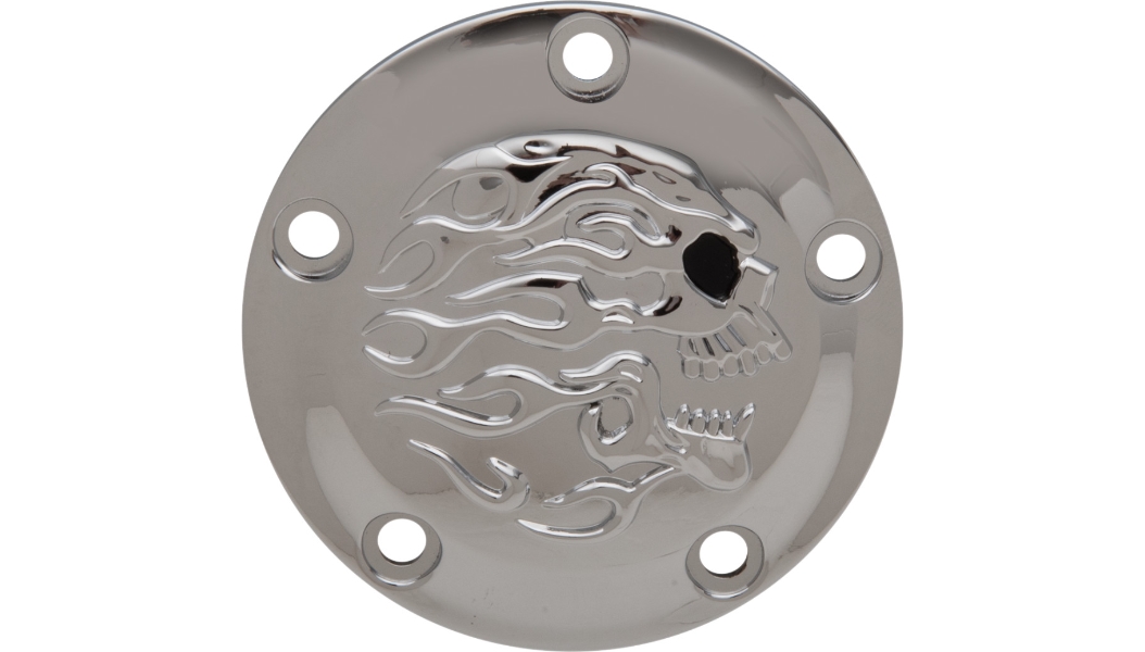 Flaming Skull Point Cover - Chrome with Chrome Flaming Skull