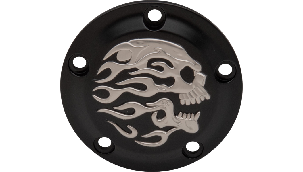 Flaming Skull Point Cover - Matte Black with Silver Flaming Skull