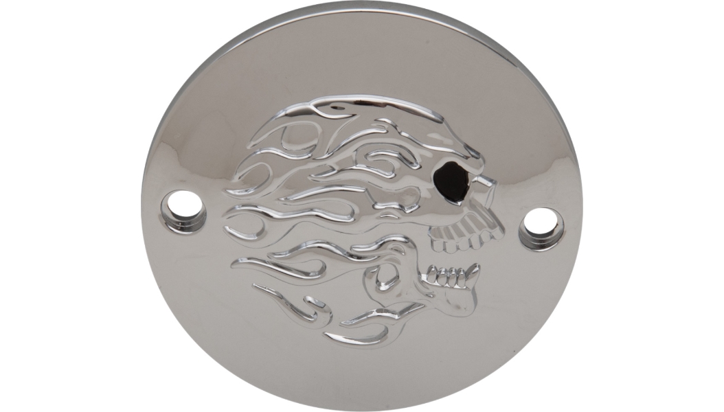 Flaming Skull Point Cover - Chrome with Chrome Flaming Skull