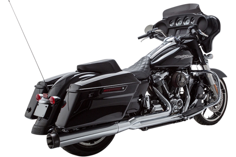 Sidewinder 2-1 Exhaust with High-Flow Cats - Chrome with Black Highlighted Machined End Cap