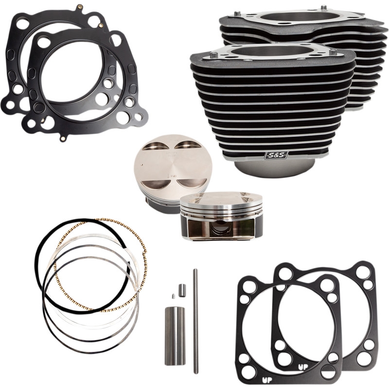131in. Stroker Cylinder and Piston Kit with Highlighted Cylinder Fins - Wrinkle Black