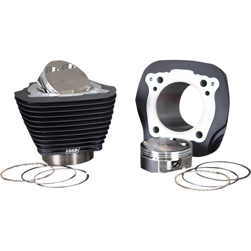 131in. Stroker Cylinder and Piston Kit with Non-Highlighted Cylinder Fins - Wrinkle Black