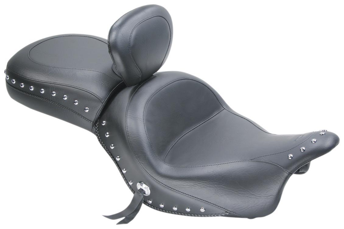 Wide Touring One-Piece Seat with Driver Backrest - Studded