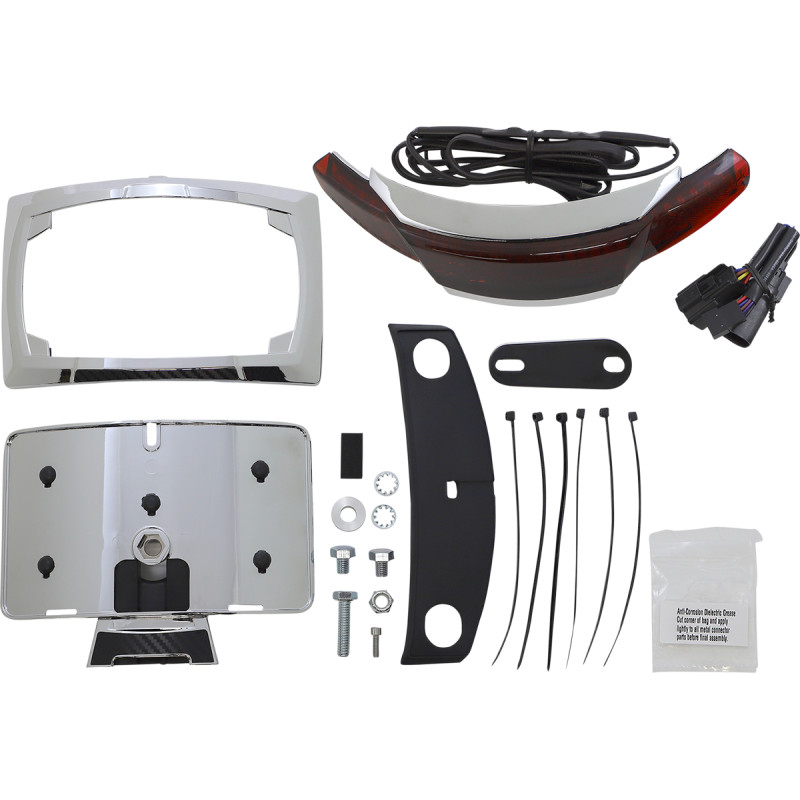 Latitude Lightstrike Taillights with License Plate Holder - Chrome/Red Lens