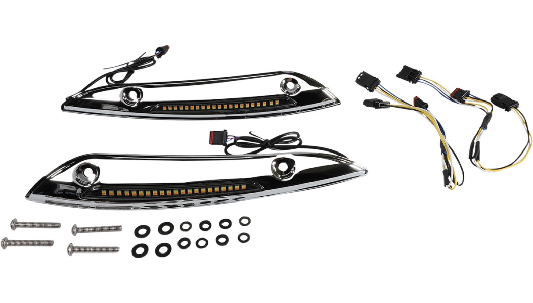 Windshield Trim with LED Turn Signals - Chrome - Sequiential Turn Signal