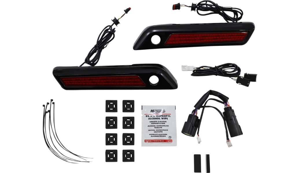 Saddlebag Hinge Covers with LED Light - Red/Black