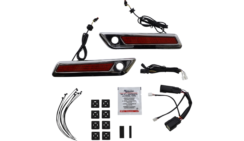 Saddlebag Hinge Covers with LED Light - Red/Chrome