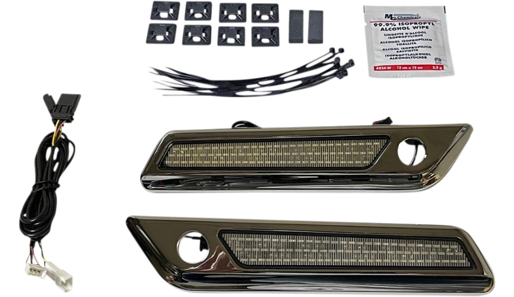 Saddlebag Hinge Covers with LED Light - Smoke/Chrome