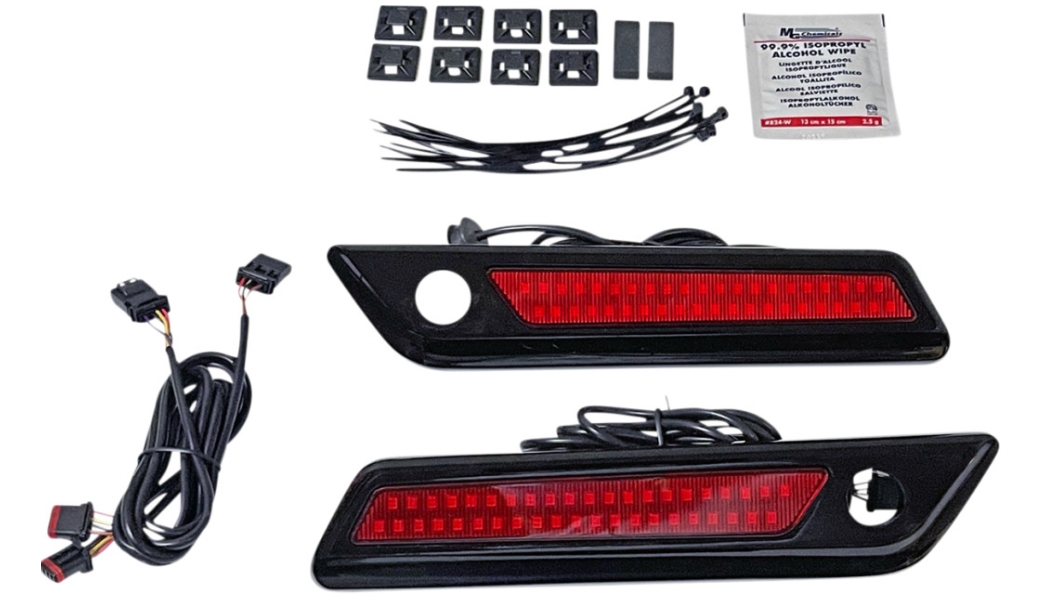 Saddlebag Hinge Covers with Dual-Colored LED Light - Red/Black