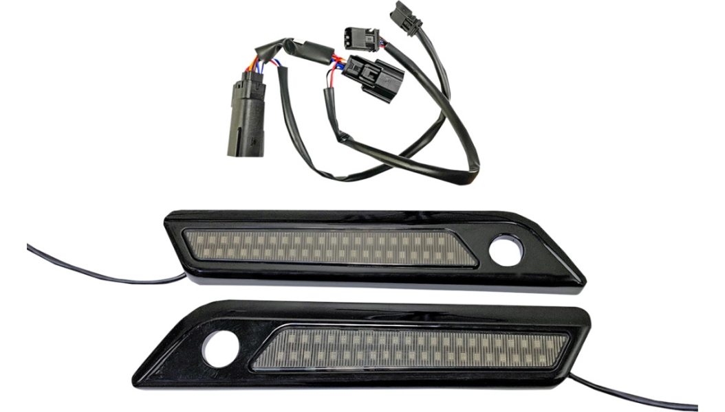 Saddlebag Hinge Covers with Dual-Colored LED Light - Smoke/Black