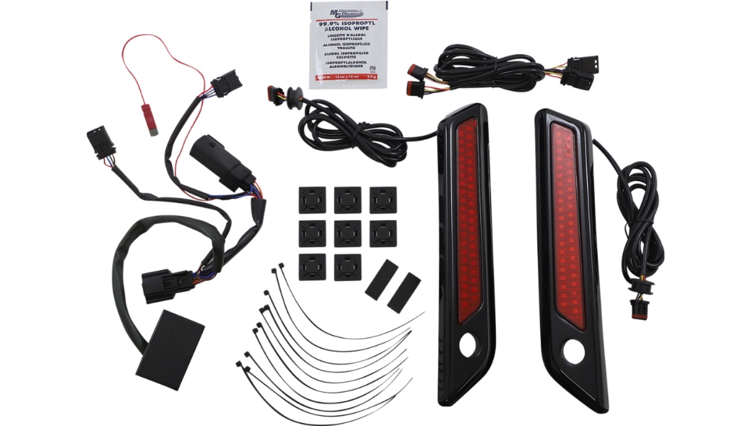 Saddlebag Hinge Covers with Dual-Colored LED Light - Red/Black