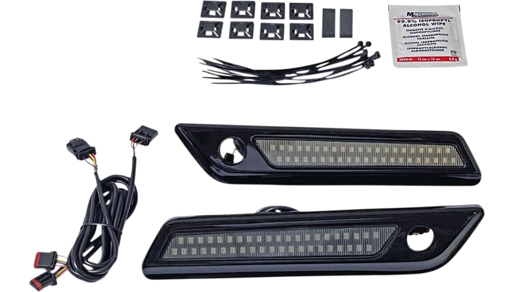 Saddlebag Hinge Covers with Dual-Colored LED Light - Smoke/Black