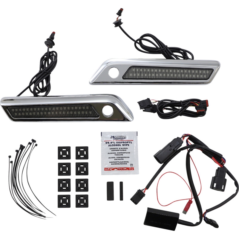 Saddlebag Hinge Covers with Dual-Colored LED Light - Smoke/Chrome