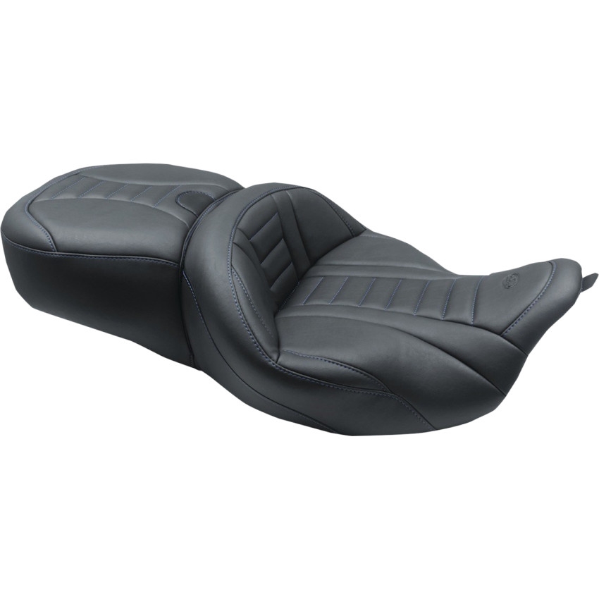One-Piece Deluxe Touring Seat - Black/Sky Blue