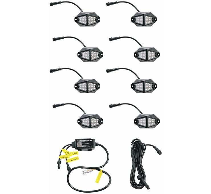 Wide-Angle LED Rock Lights - 8 POD