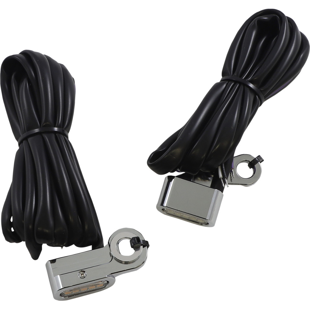 LED Handlebar Marker Lights - Chrome with Amber Lens