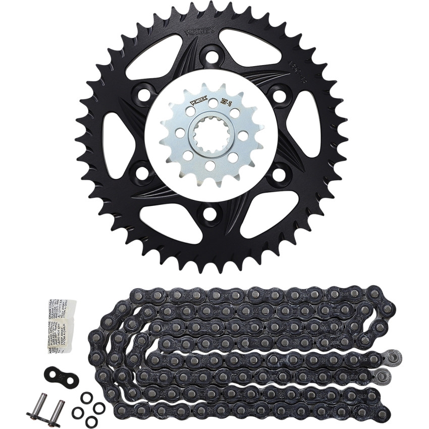 SSA Super Street 525 Conversion Chain and Sprocket Kit - Black - 43 Rear - 16 Front