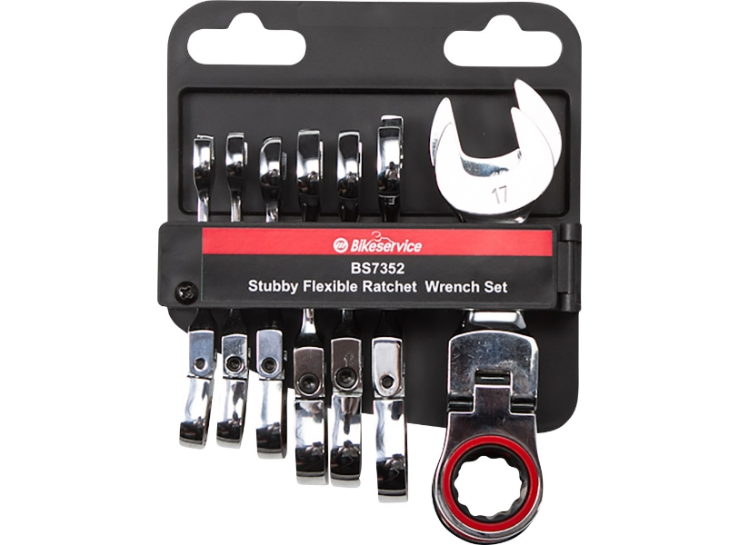 Stubby Flex Head Ratchet Combination Wrench Set